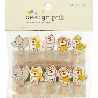 Прищепки декоративные с веревкой 10 шт. Корги играют