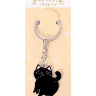 Брелок My lucky charm Котик с хвостиком (черный) (металл)
