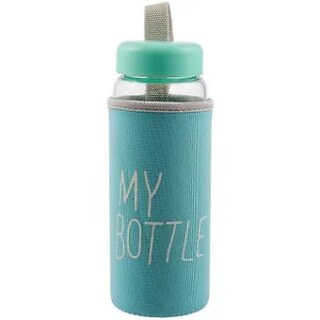 Бутылка в чехле My bottle/Май ботл голубая (стекло) (500мл)