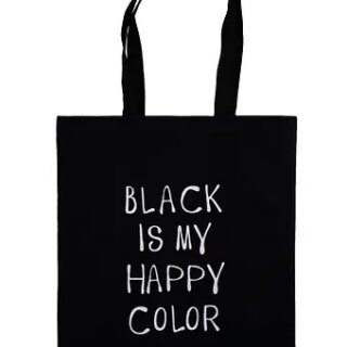 Сумка-шоппер Black is my happy color, черная, текстиль 40см.*32см.