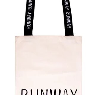 Сумка-шоппер Runway с надписью на ручках бежевая, текстиль 40см.*32см.