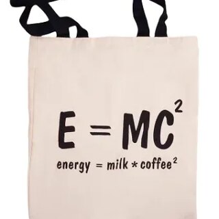 Сумка-шоппер E=MC (Energy=milk*coffee)  бежевая, текстиль 40см.*32см.