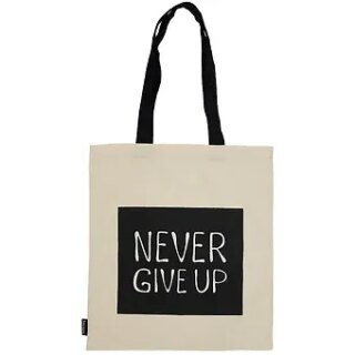 Сумка-шоппер Never Give Up бежевая, текстиль 40см.*32см.