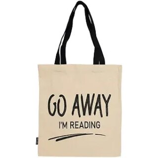 Сумка-шоппер Go away Im reading бежевая, текстиль 40см.*32см.