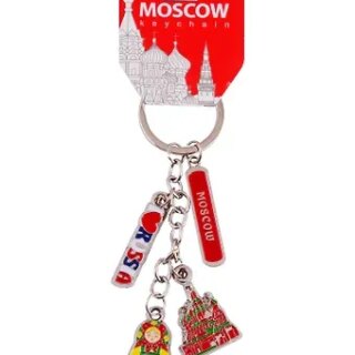 Брелок гроздь Москва с фигурной вставкой 13см (Москва-RUSSIA-Матрешка-ХВБ) (176-E-19-4)