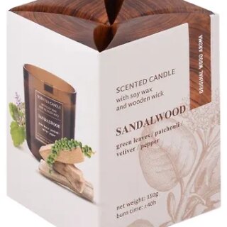 Ароматизированная свеча в стакане фитиль деревянный Древесина (Wood) (150гр) (подарочная упаковка)