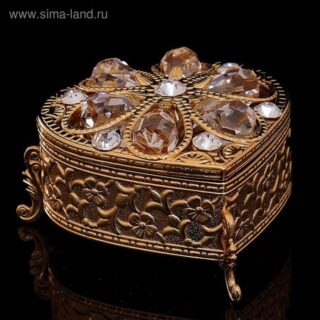 Шкатулка «Грация», с бархатом, 6,8×6,2×4.6 см, с кристаллами