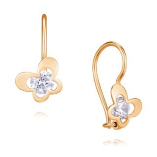 Серьги из красного золота с фианитом