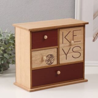 Шкатулка для украшений 4 ящика KEYS, дерево, 23.4×10×21 см