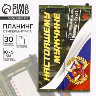 Подарочный набор, стикеры с липким слоем и ручка «Настоящему мужчине. 23 февраля»
