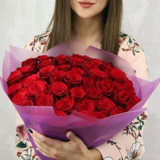 Букет из 51 красной розы premium 40-50 см  в упаковке