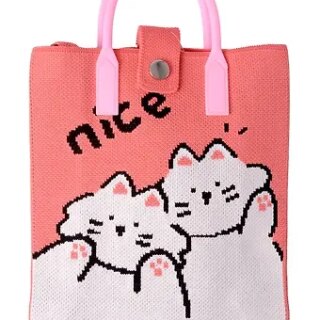 Сумочка вязаная с застежкой Котики Nice (18х22х7) (текстиль) (12-YiHeng-182201), Bookvalno