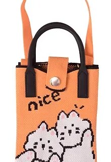 Сумочка вязаная с застежкой Котики Nice (12х18х6) (текстиль) (12-YiHeng-121804), Bookvalno