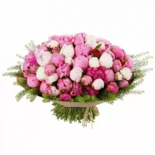 75 пионов микс Premium с зеленью