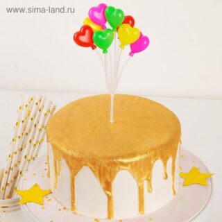 Топпер для торта «Сердечки», 17×8×4.5 см, МИКС