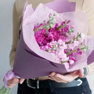 9 сиреневых и розовых махровых маттиол 
микс
