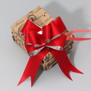 Бант - бабочка, Металлизированный с глиттером №4.5, красный